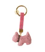 Брелок собака в стазах розовая