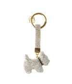 Брелок собака в стазах серебро